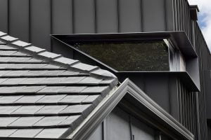 Kingsford project: Paragon 90 degree corner custom shape window in Monument Matt