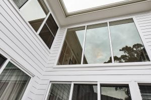 Ascend 3-lite fixed window in Pearl White, in clad home