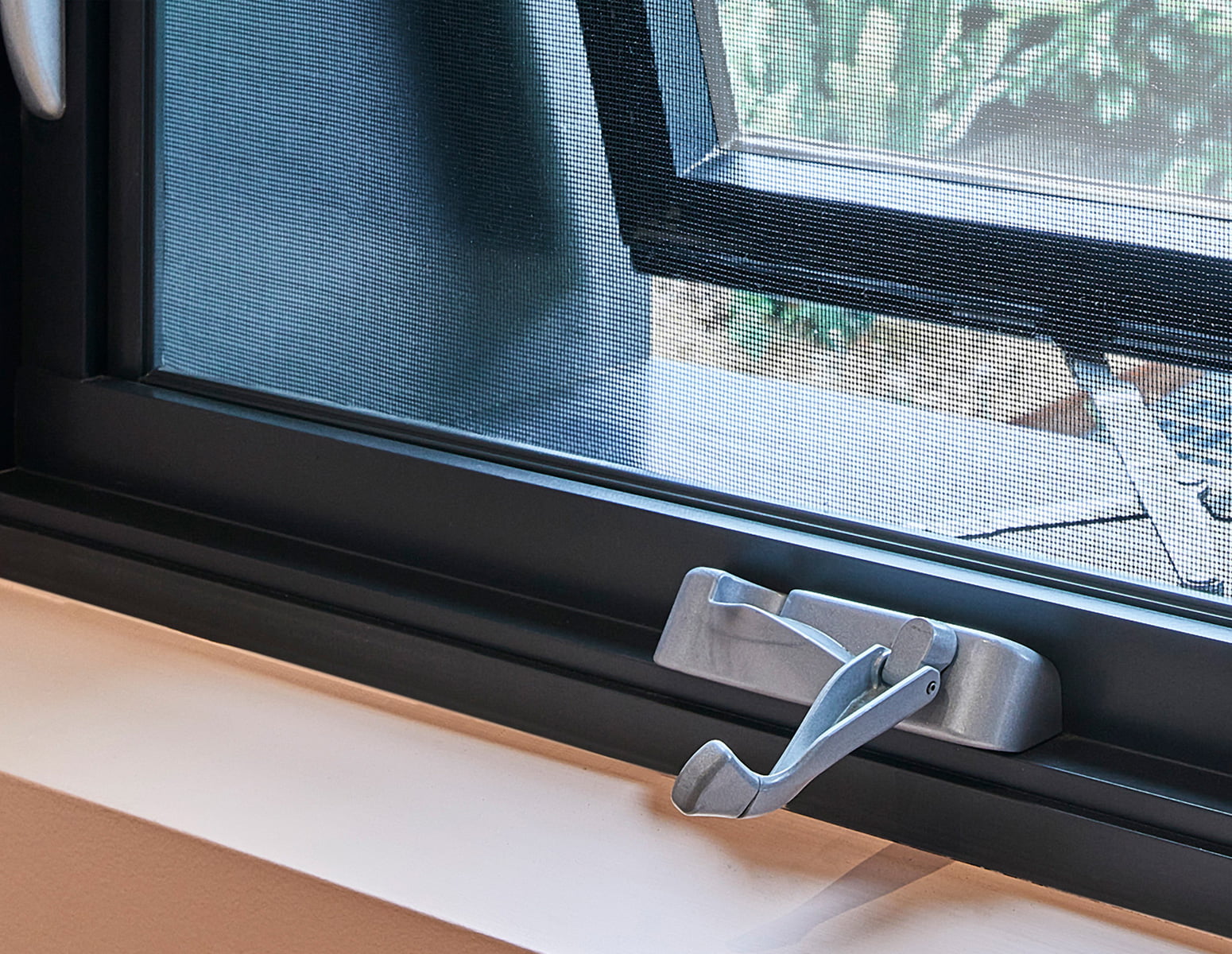 Paragon awning window Truth hardware in Precious Silver