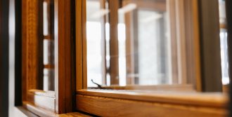 Stunning timber window sill close up