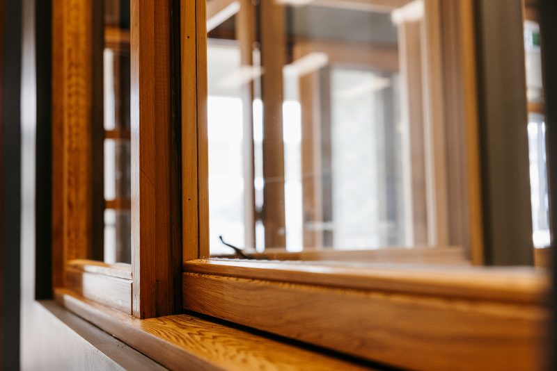 Stunning timber window sill close up
