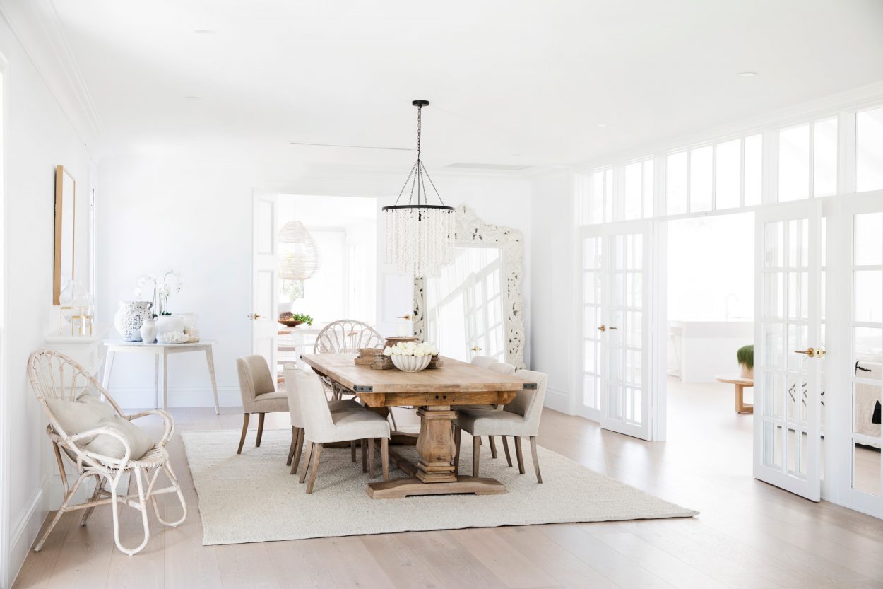 Three Birds Renovations: Natura timber french doors with colonial bars and highlight windows painted white