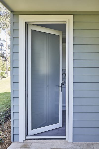 Paragon hinged door with LuminaCloud privacy glass