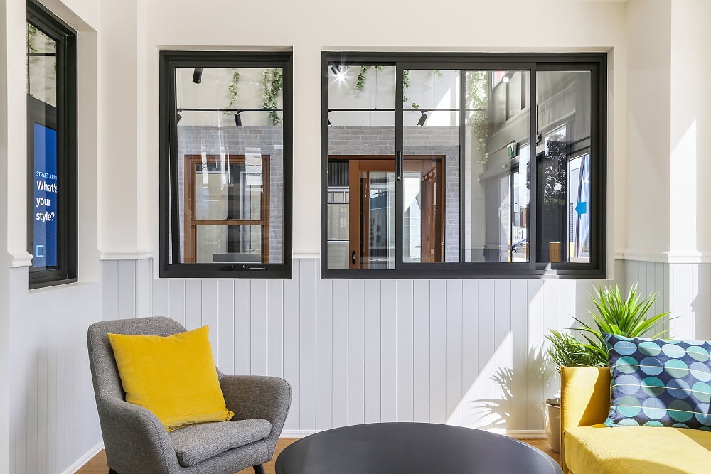 Ascend sliding window and awning window in Textura Monument