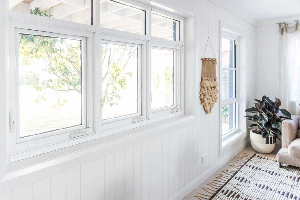 white room with closed windows