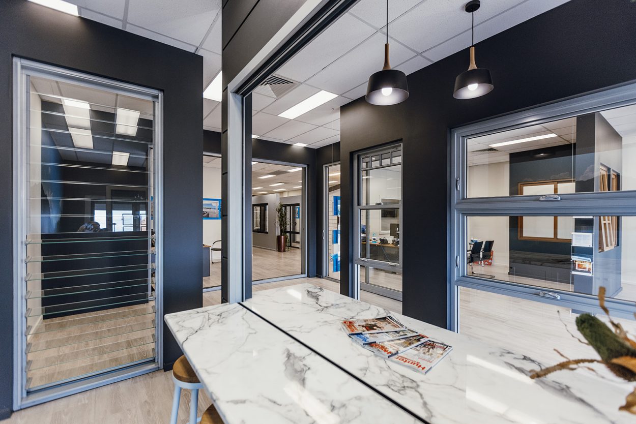 black windows and doors showroom