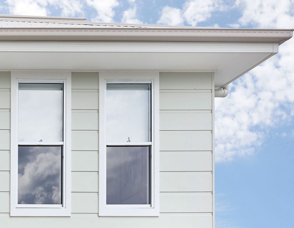 Horizon double hung window in Pearl White external view