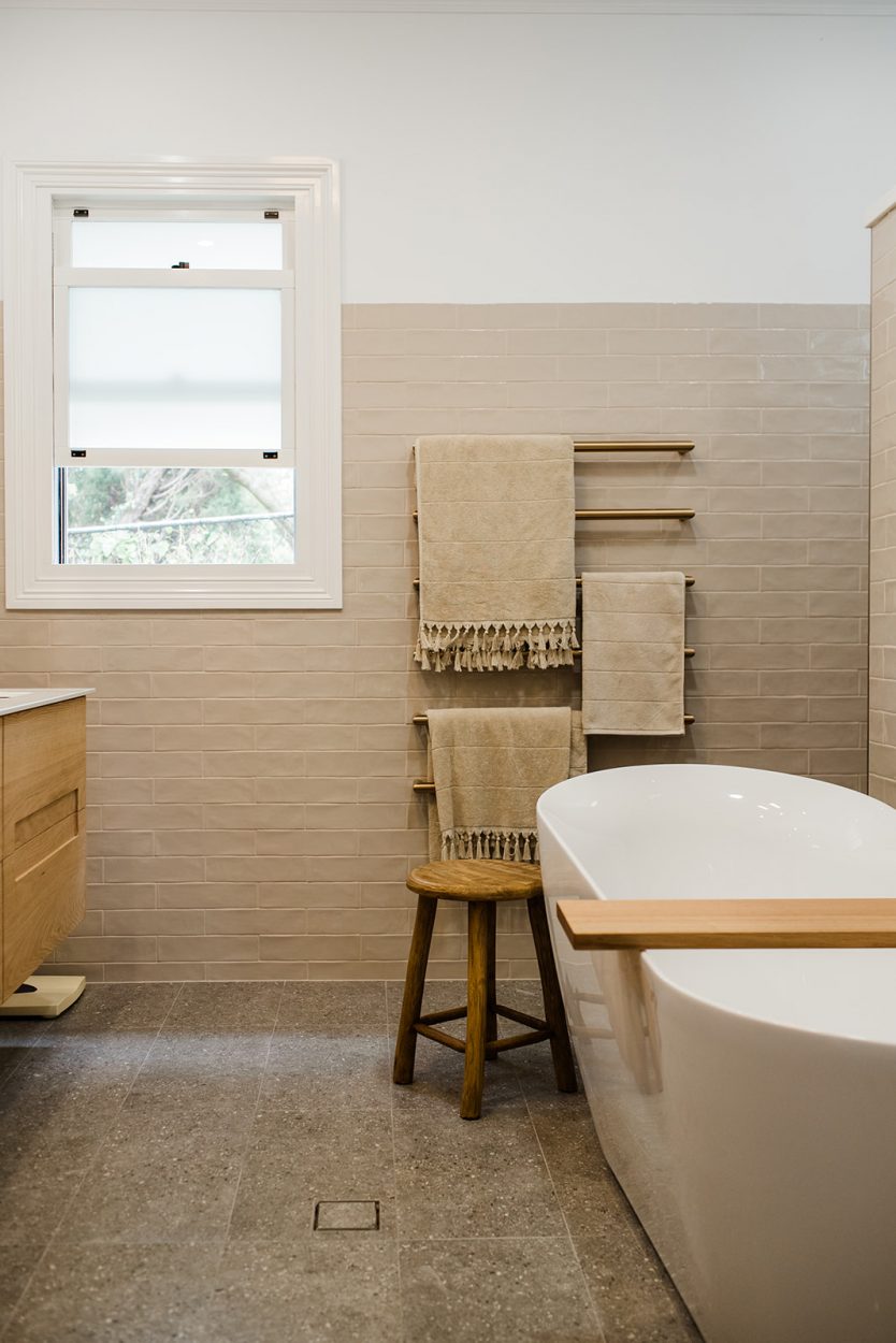 Sash window in bathroom