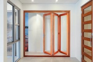 timber bifold door at Wideline Brookvale showroom