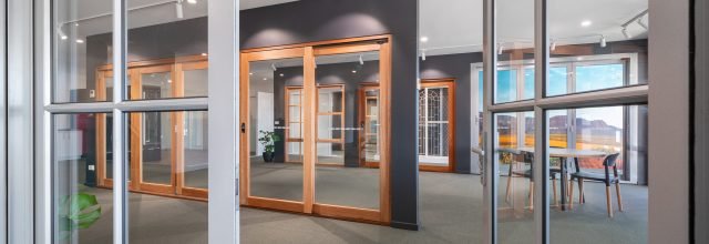 Bathurst Glass Windows showroom with timber and aluminium doors